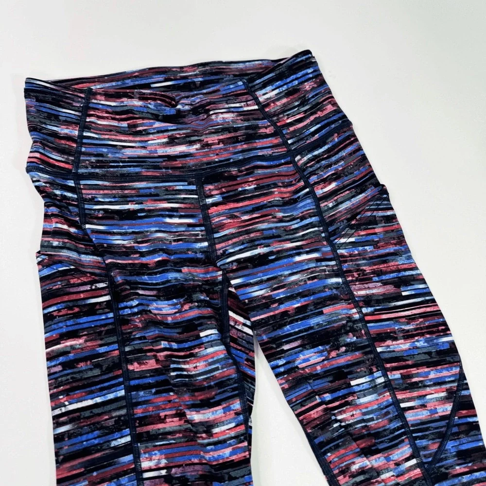 LULULEMON RED WHITE BLACK AND BLUE CROPPED CAPRI LEGGINGS - Picture 3 of 3
